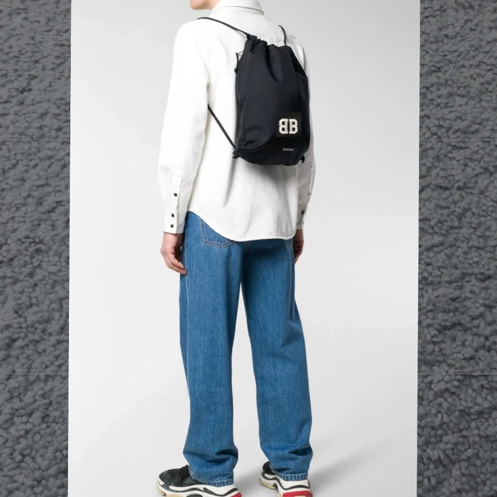 Balenciaga BB logo embroidered water repellent drawing bag